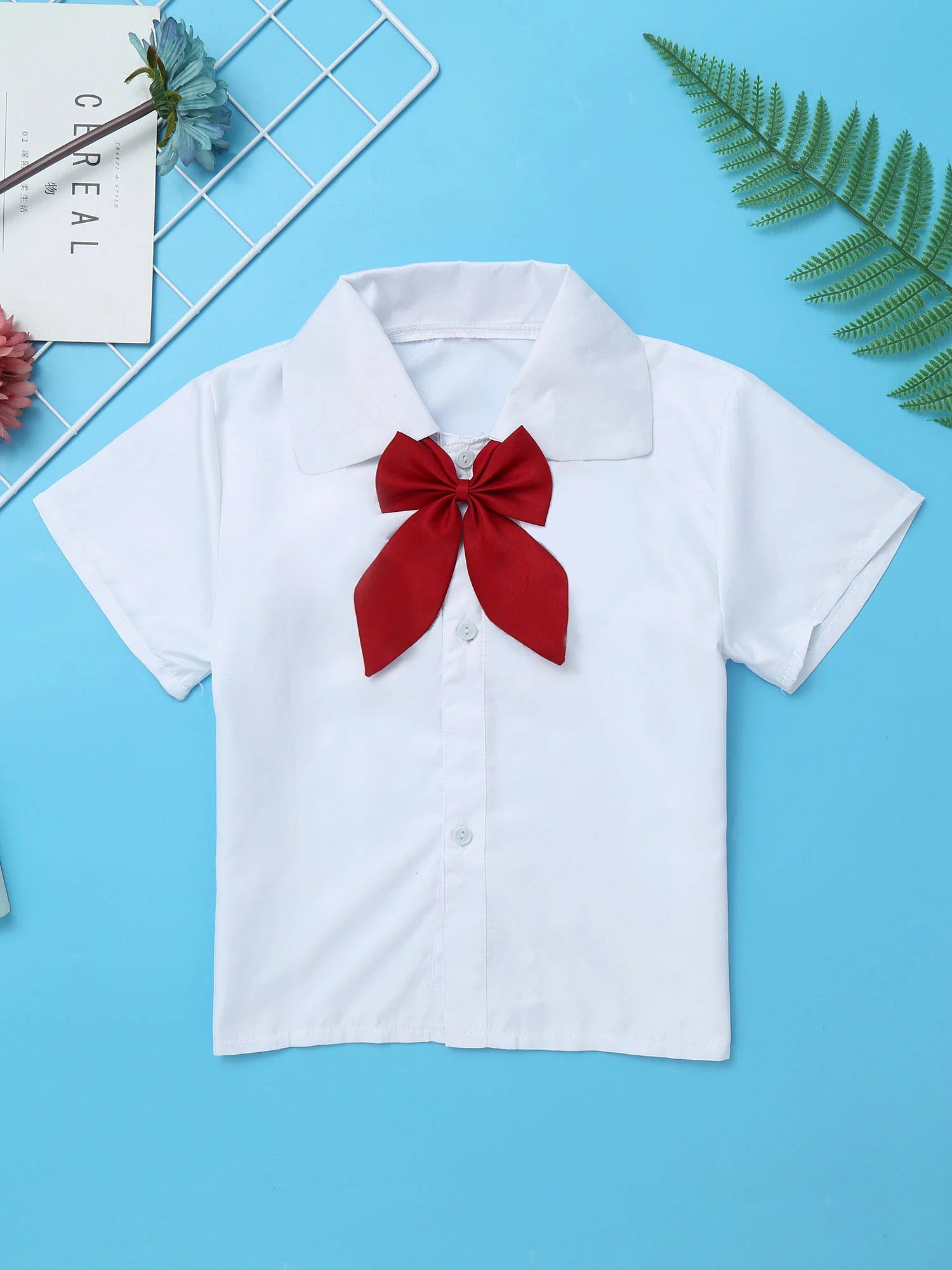 Kids Girls Student School Uniform Shirt Top with Suspenders Skirt Socks Children Choir Stage Performance Suit Schoolgirl Costume
