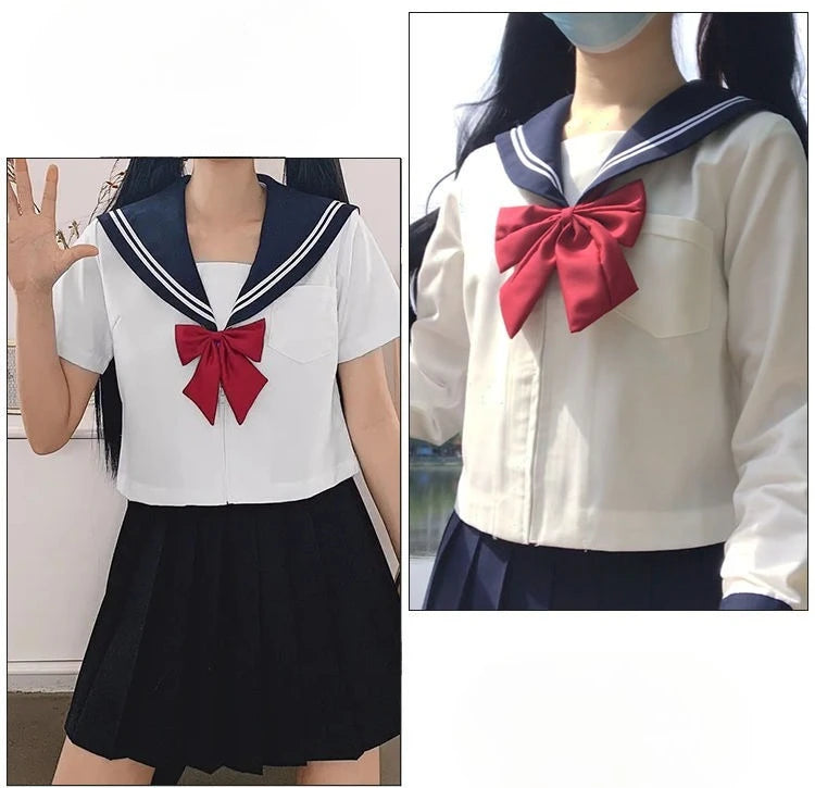 Traditional Versatile JK School Uniform Skirt Japanese Kansai Collar Two-piece Sailor Uniform Academic Style Graduation Outfit