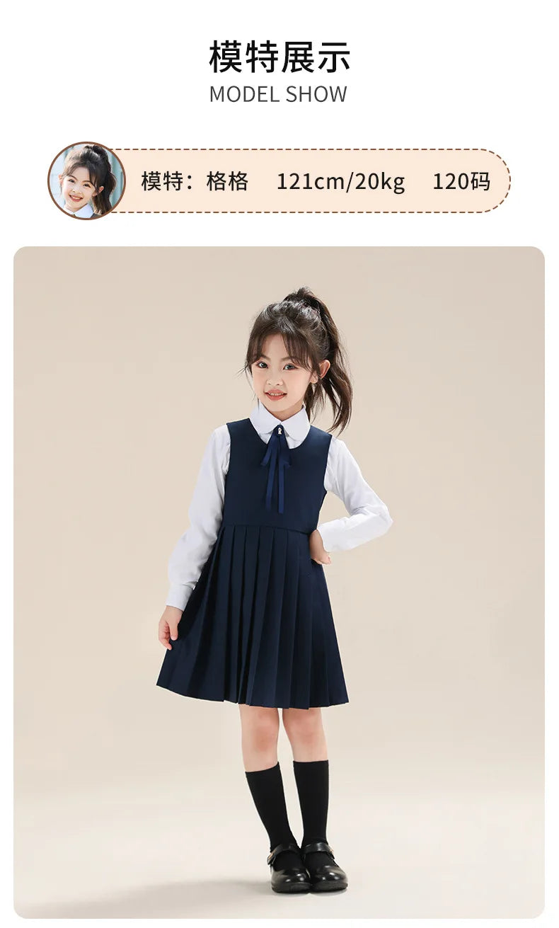 School Uniform Preppy Girls Clothes for Teenagers Baby Elegant Dress  Spring Autumn Children Costumes 8 10 12 13 Years