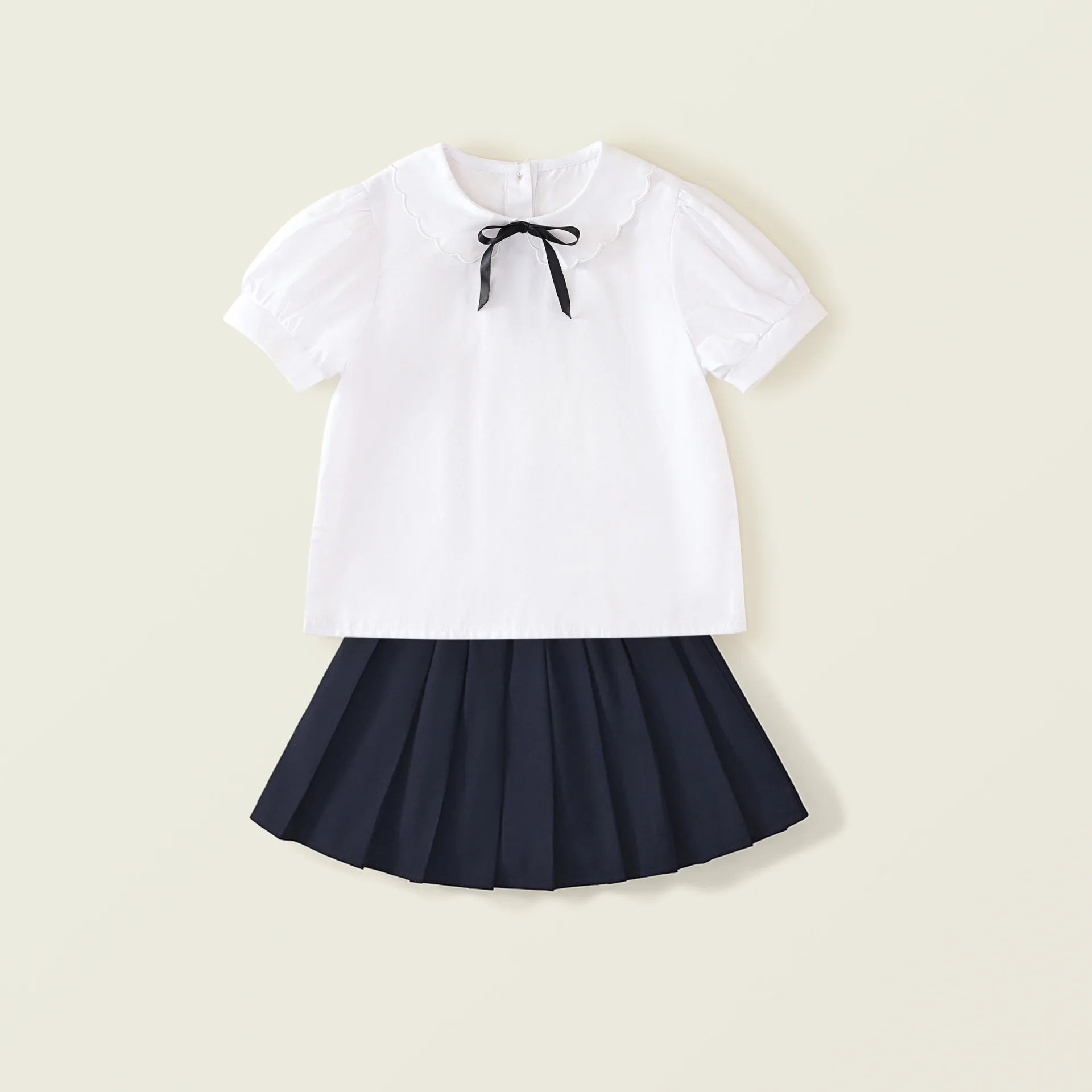 Kids White Blouse Pleated Skirt Sets Sundress Black for Girls Elementary School Student Uniform Suit Blue School Children Dress