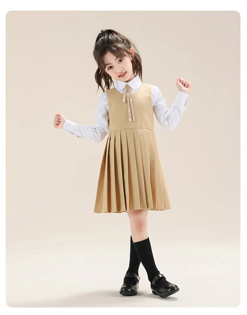 School Uniform Preppy Girls Clothes for Teenagers Baby Elegant Dress  Spring Autumn Children Costumes 8 10 12 13 Years