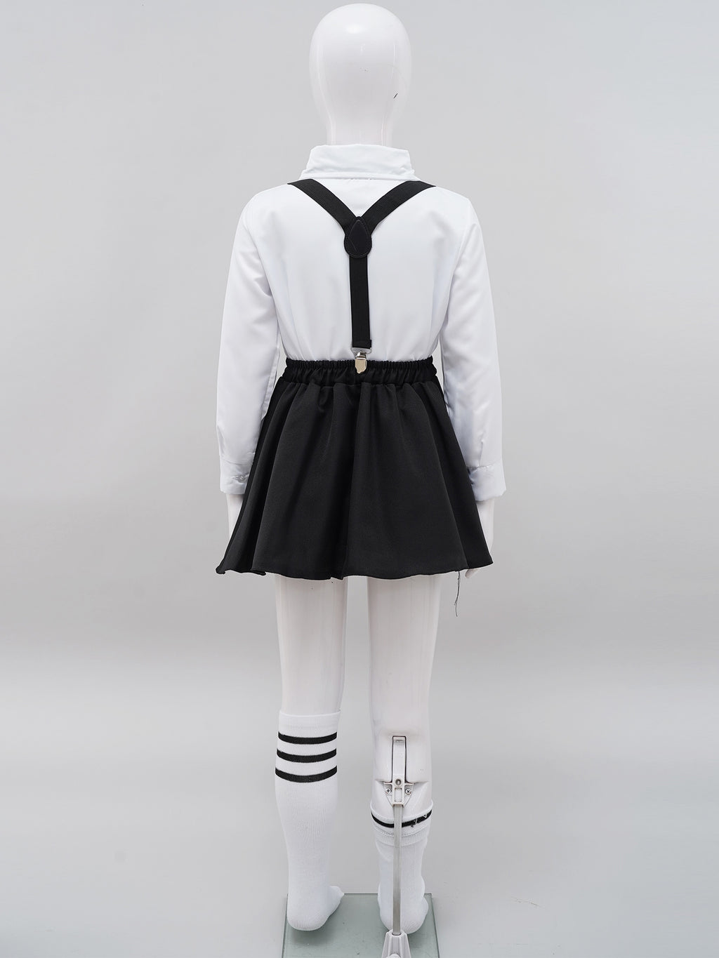 Kids Girls Student School Uniform Shirt Top with Suspenders Skirt Socks Children Choir Stage Performance Suit Schoolgirl Costume