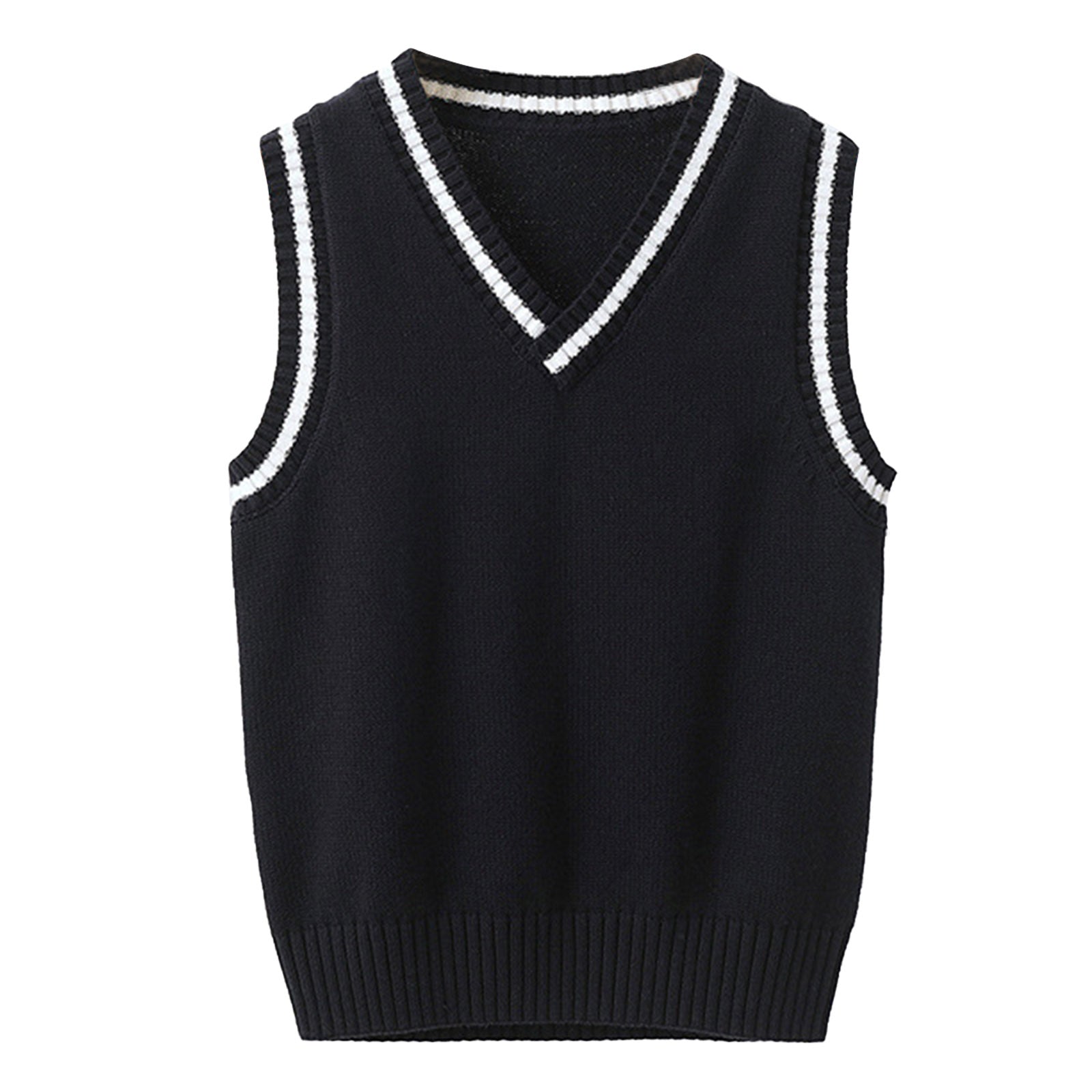 Boys Girls School Uniform Waistcoat Casual Knitted Sweater Vest V Neck Preppy Style Outerwear Children Spring Autumn Clothing