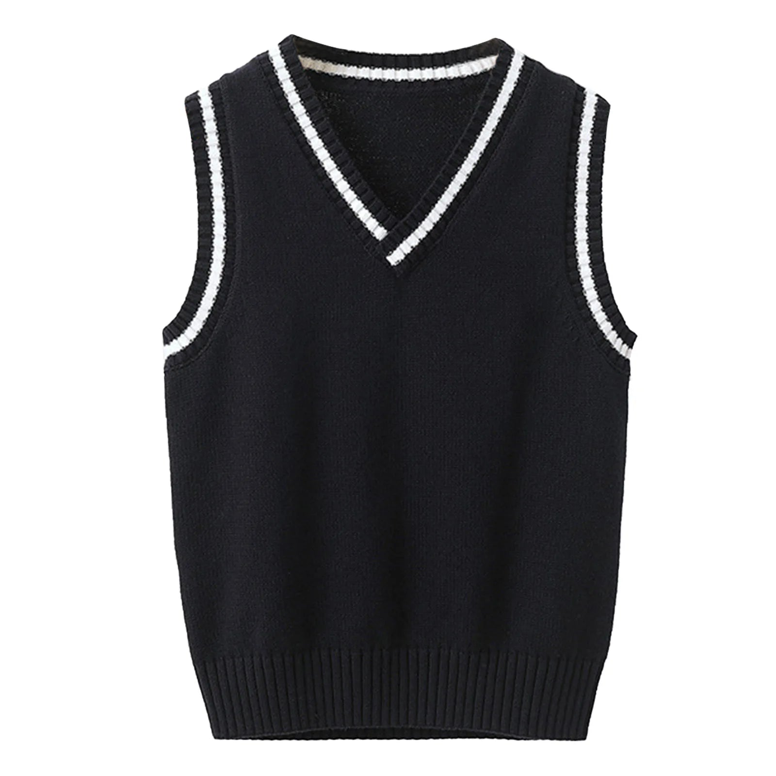 Boys Girls School Uniform Waistcoat Casual Knitted Sweater Vest V Neck Preppy Style Outerwear Children Spring Autumn Clothing