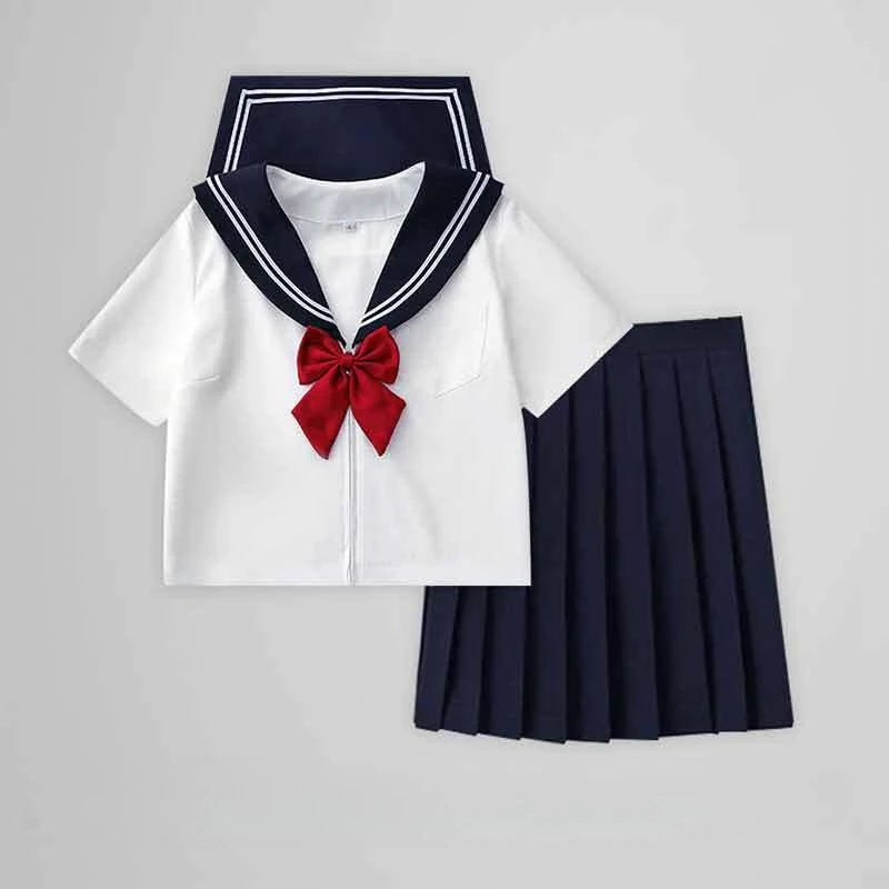 Traditional Versatile JK School Uniform Skirt Japanese Kansai Collar Two-piece Sailor Uniform Academic Style Graduation Outfit