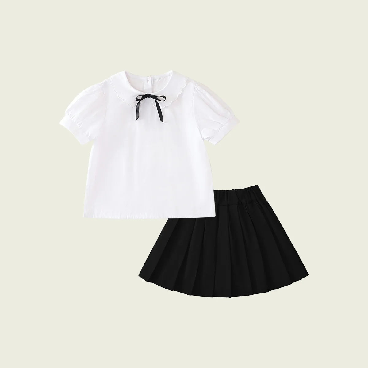 Kids White Blouse Pleated Skirt Sets Sundress Black for Girls Elementary School Student Uniform Suit Blue School Children Dress