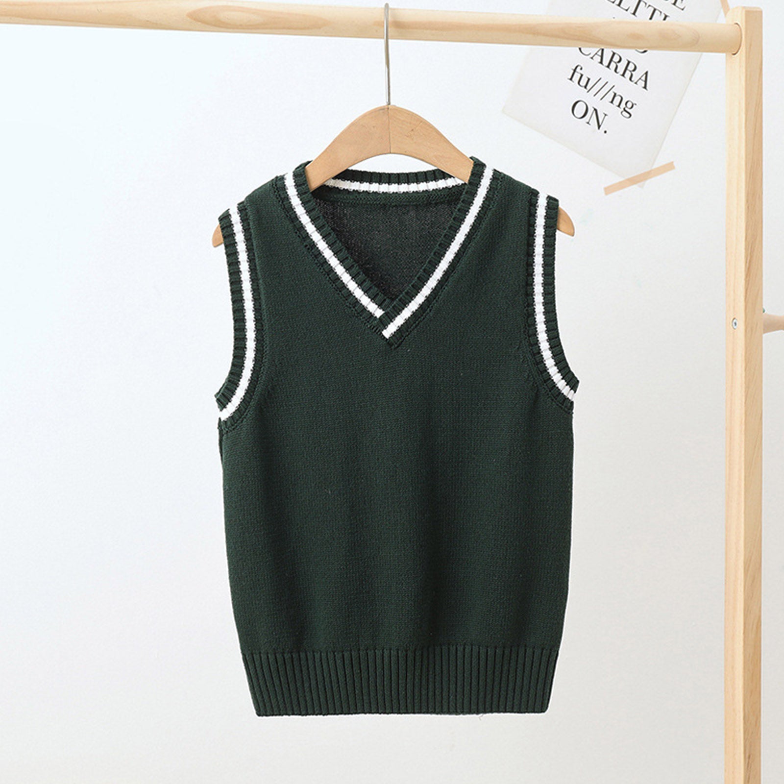 Boys Girls School Uniform Waistcoat Casual Knitted Sweater Vest V Neck Preppy Style Outerwear Children Spring Autumn Clothing