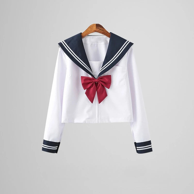 Traditional Versatile JK School Uniform Skirt Japanese Kansai Collar Two-piece Sailor Uniform Academic Style Graduation Outfit