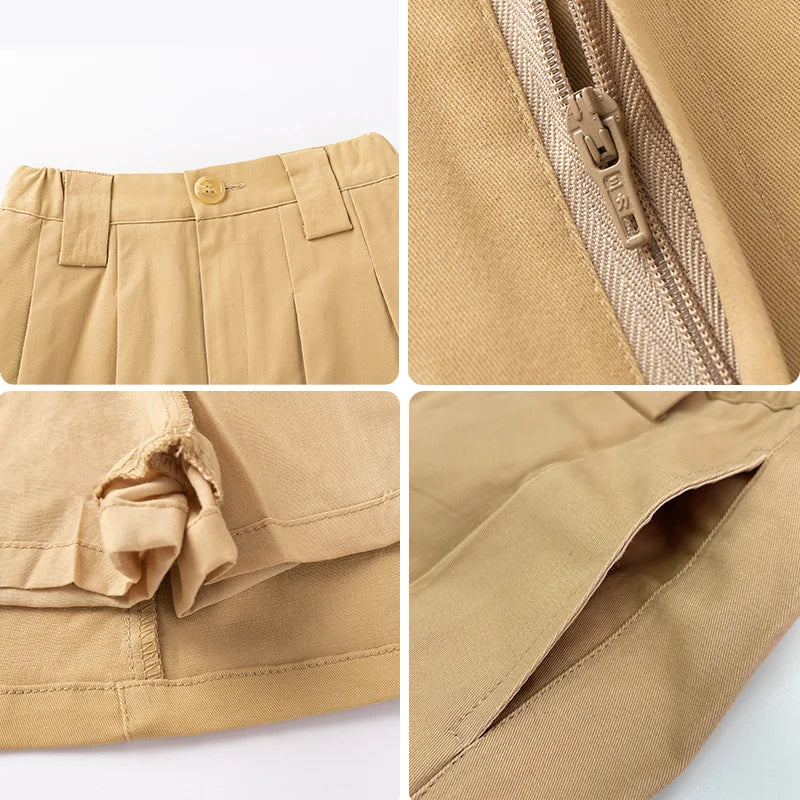College Preppy Style Kids Uniform Skirt for Girls to School Girl Khaki Pleated Skirt Clothes Elegant Child Uniform For Teenager