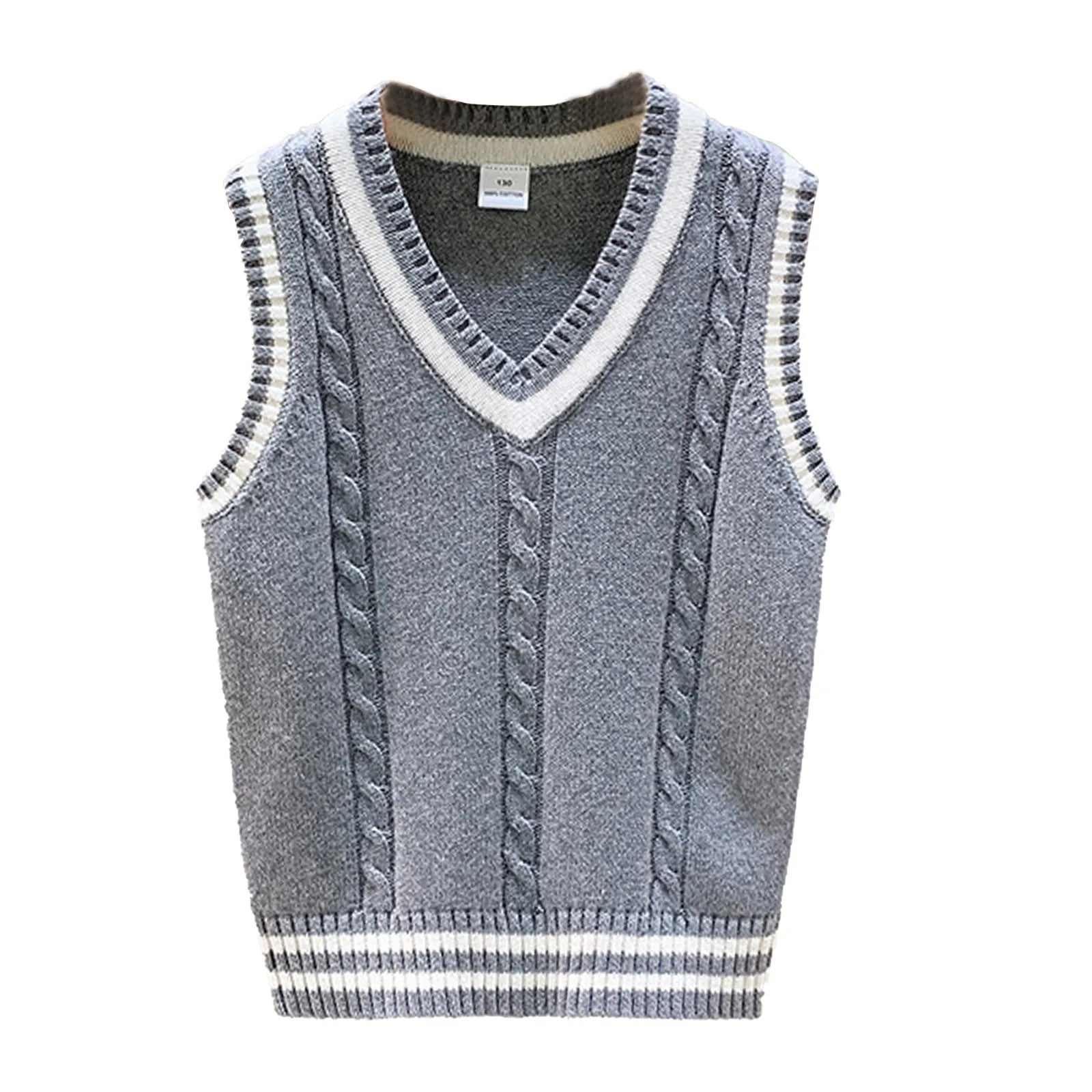 Boys Girls School Uniform Waistcoat Casual Knitted Sweater Vest V Neck Preppy Style Outerwear Children Spring Autumn Clothing