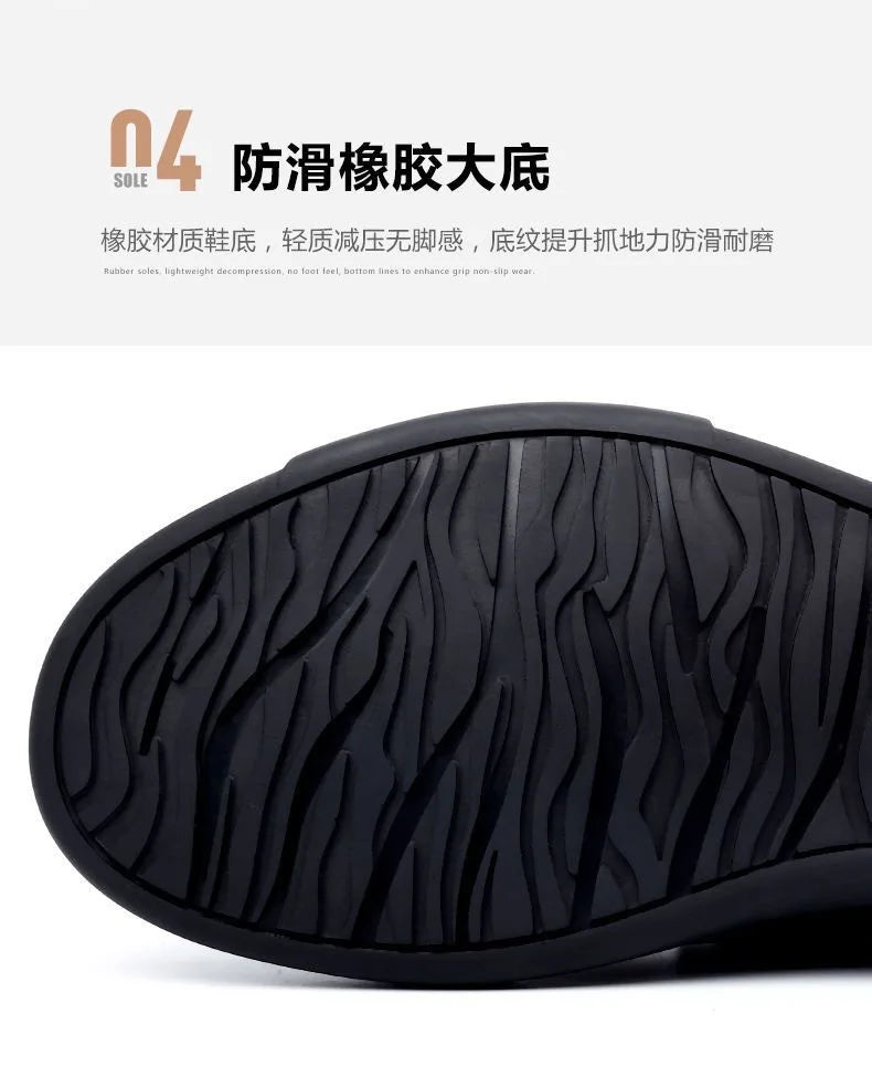 Black Men Dress Casual Shoes British Fashion Round Toe Breathable Soft Sole Comfortable Lace Up