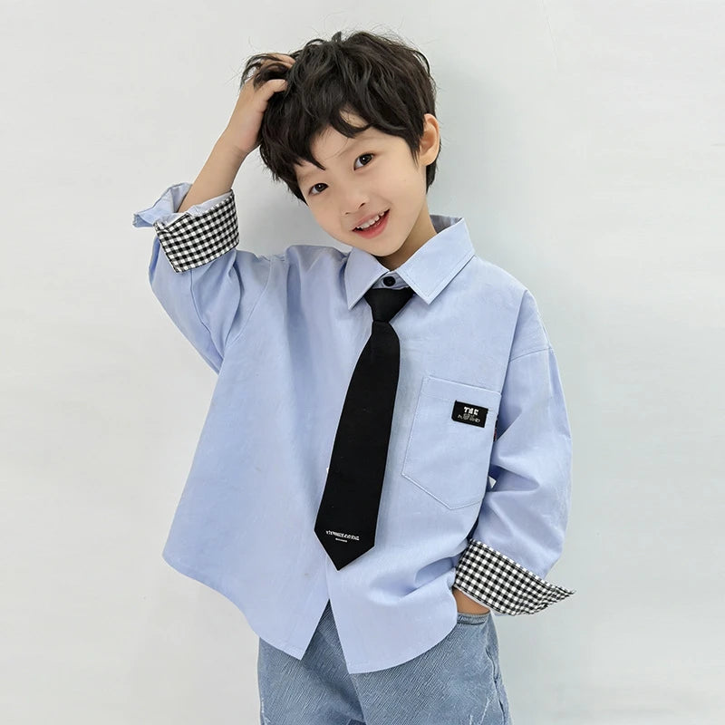 Boys Polo Shirts 2026 Autumn Spring T-shirts for Kids School Uniform Children White Blouse Teenager Outerwear Baby Outfits