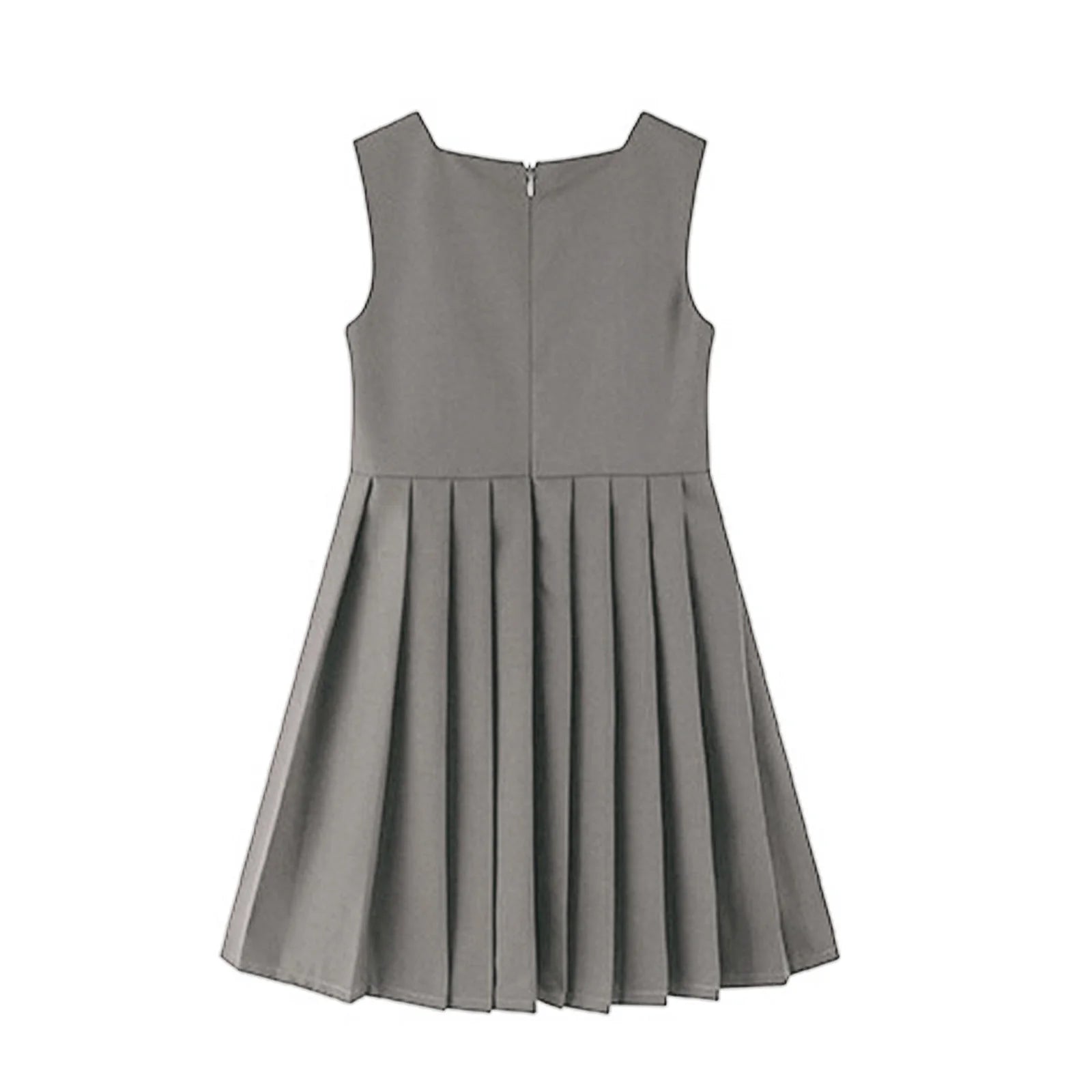 Kids Girls School Uniform Jumper Dress Student Uniform Costume Round Neck Sleeveless Zipper Pleated Dress School Uniforms