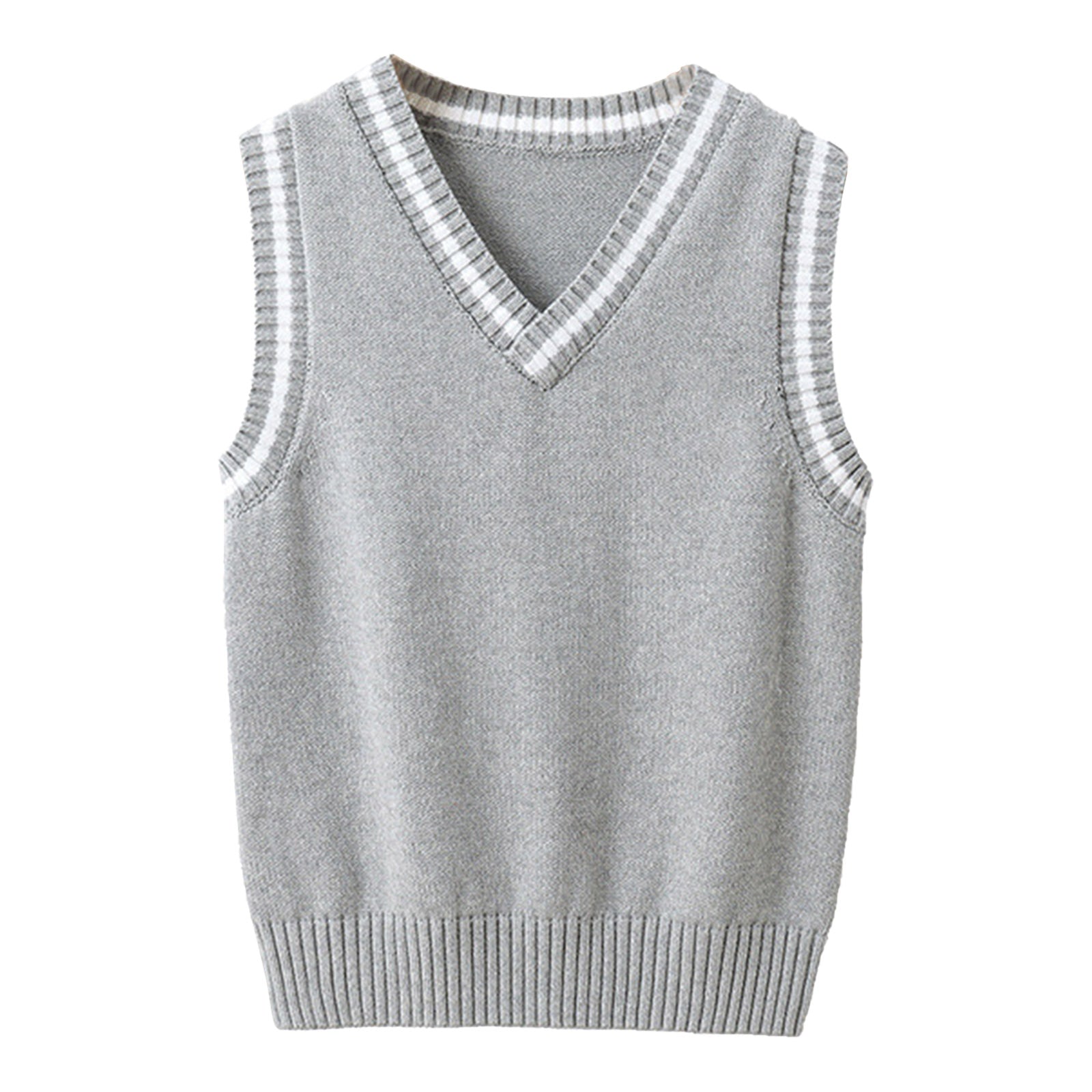 Boys Girls School Uniform Waistcoat Casual Knitted Sweater Vest V Neck Preppy Style Outerwear Children Spring Autumn Clothing