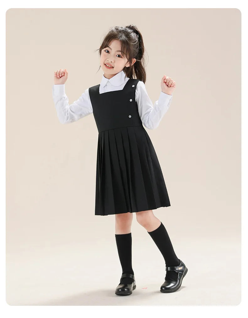 School Uniform Preppy Girls Clothes for Teenagers Baby Elegant Dress  Spring Autumn Children Costumes 8 10 12 13 Years