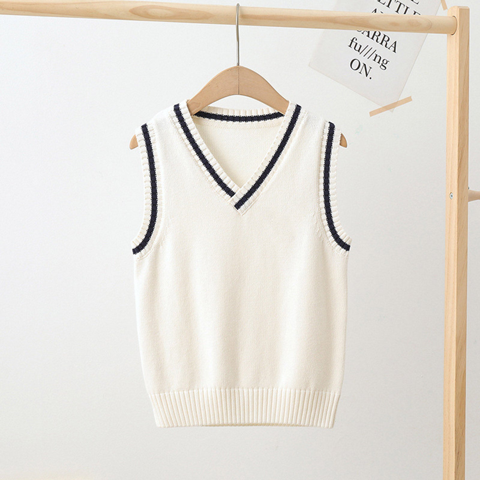 Boys Girls School Uniform Waistcoat Casual Knitted Sweater Vest V Neck Preppy Style Outerwear Children Spring Autumn Clothing