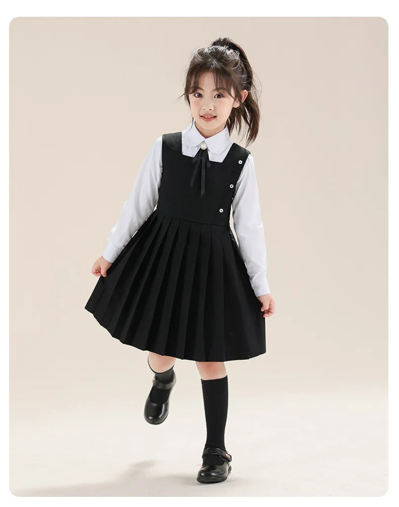 School Uniform Preppy Girls Clothes for Teenagers Baby Elegant Dress  Spring Autumn Children Costumes 8 10 12 13 Years