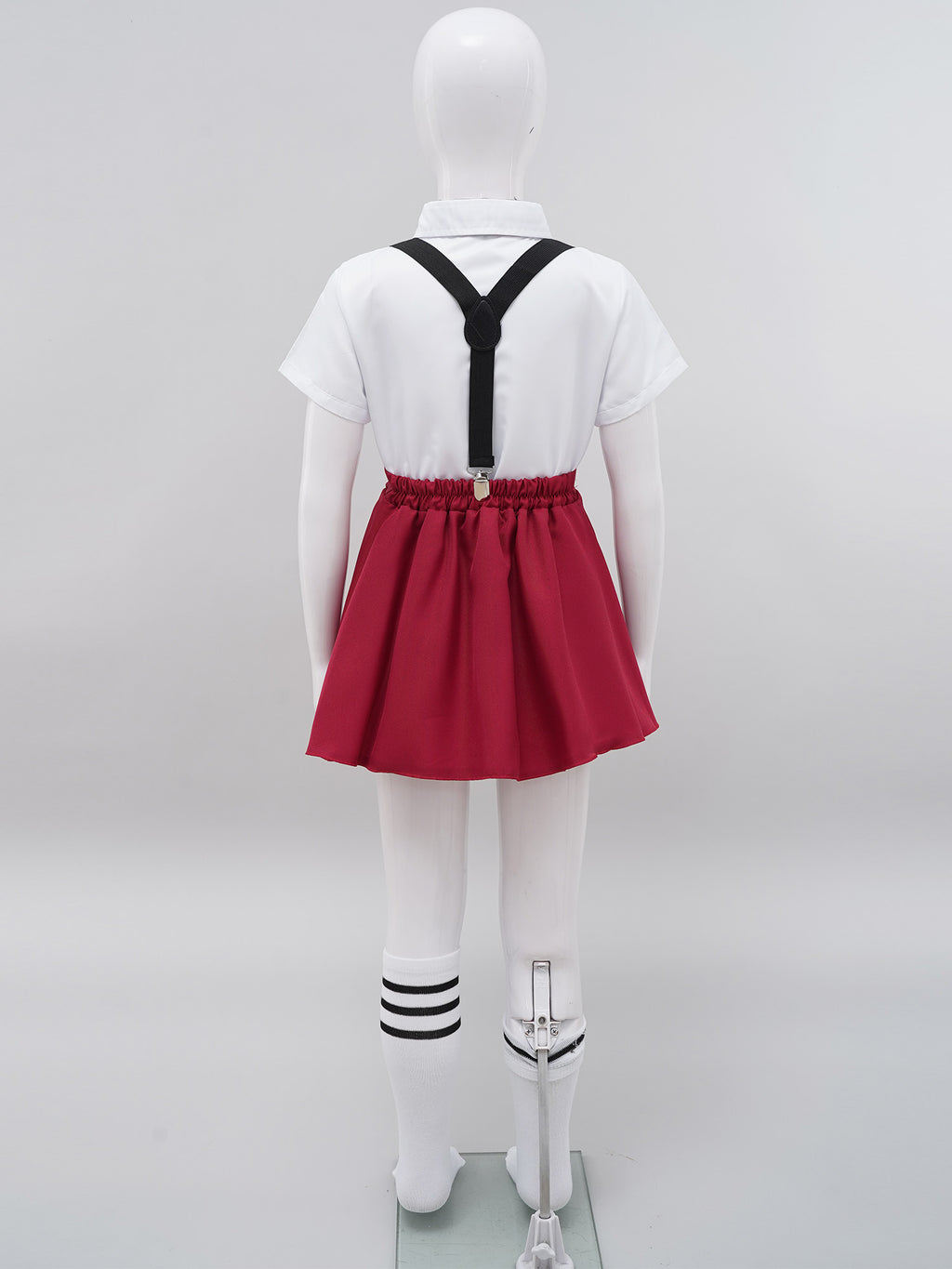 Kids Girls Student School Uniform Shirt Top with Suspenders Skirt Socks Children Choir Stage Performance Suit Schoolgirl Costume
