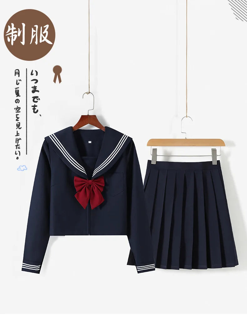 Japanese School Uniform Girls Fashion Versatile College Style Fresh Sweet Jk Suit Basic Sailor Suit Female Long-sleeved Suit New
