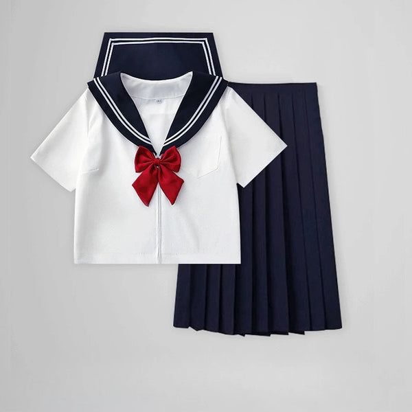 Traditional Versatile JK School Uniform Skirt Japanese Kansai Collar Two-piece Sailor Uniform Academic Style Graduation Outfit