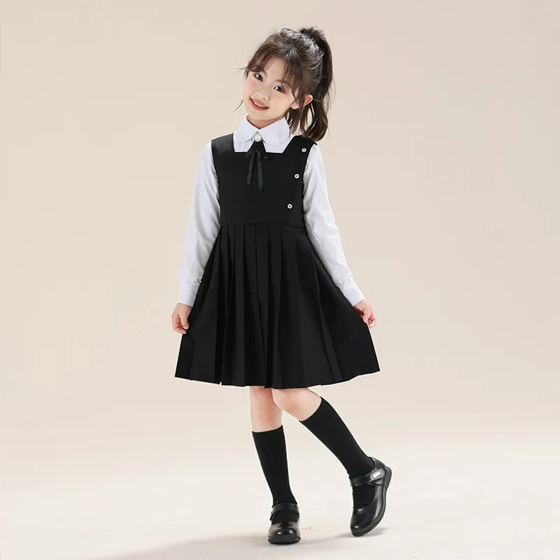 School Uniform Preppy Girls Clothes for Teenagers Baby Elegant Dress  Spring Autumn Children Costumes 8 10 12 13 Years