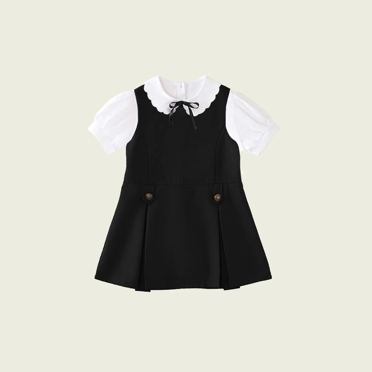 Kids White Blouse Pleated Skirt Sets Sundress Black for Girls Elementary School Student Uniform Suit Blue School Children Dress