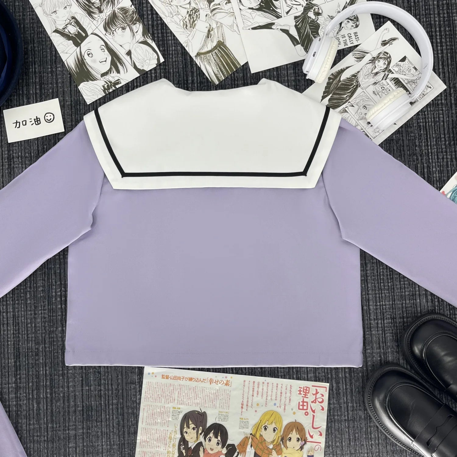 Cute Japanese-style Summer School Uniform Skirt For Girls Cosplay Purple Shirt Jk Sailor Uniform Women's Party Long-sleeve Suit