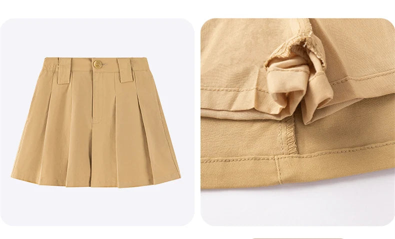 College Preppy Style Kids Uniform Skirt for Girls to School Girl Khaki Pleated Skirt Clothes Elegant Child Uniform For Teenager