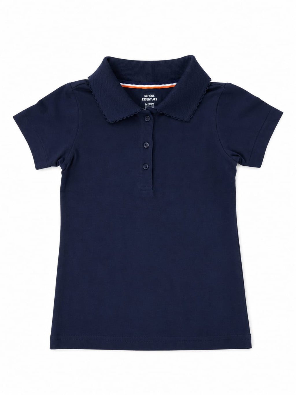 School Essentials Girls' Short-Sleeve School Uniform Polo Shirt – Navy