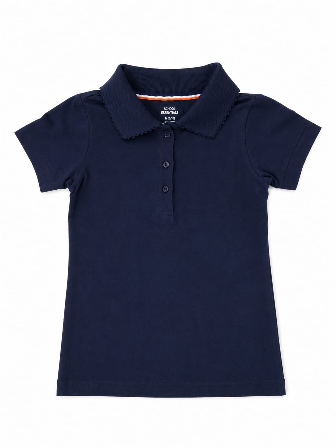 School Essentials Girls' Short-Sleeve School Uniform Polo Shirt – Navy