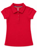 Girls' Short-Sleeve School Uniform Polo Shirts (2-Pack) – Red