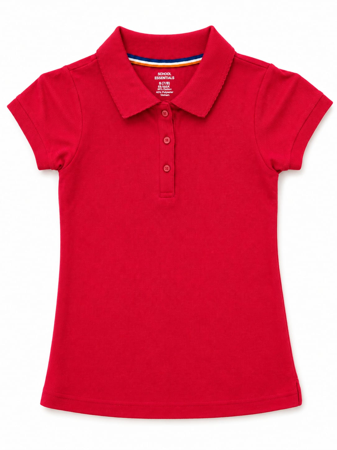 Girls' Short-Sleeve School Uniform Polo Shirts (2-Pack) – Red