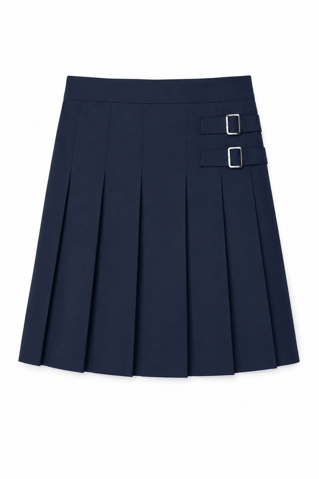 French Toast Girls' Double-Buckle Pleated School Uniform Skirt – Khaki & Navy Blue
